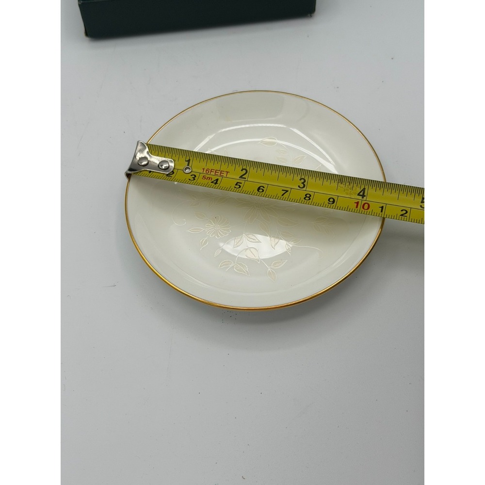 Minton "White Paisley" English Bone China Trinket Dish Gold Rim w/ Box - Picture 5 of 5